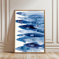 Blue Fish Illustration Aesthetic Wall Décor Poster Print