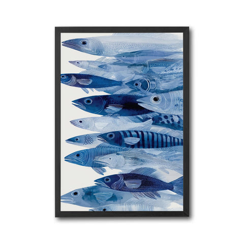 Blue Fish Illustration Aesthetic Wall Décor Poster Print