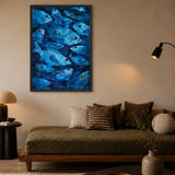 Blue Fish School Coastal Wall Art – Modern Underwater Ocean Print