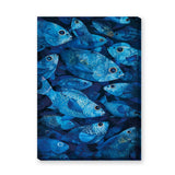 Blue Fish School Coastal Wall Art – Modern Underwater Ocean Print