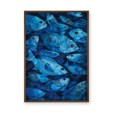 Blue Fish School Coastal Wall Art – Modern Underwater Ocean Print