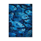 Blue Fish School Coastal Wall Art – Modern Underwater Ocean Print