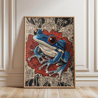 Blue Frog Pop Art Décor Poster – Vibrant Contemporary Home Wall Print