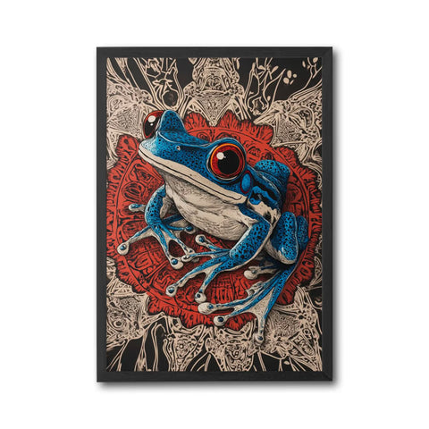 Blue Frog Pop Art Décor Poster – Vibrant Contemporary Home Wall Print