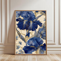 Blue Iris Flower Wall Décor | Aesthetic Botanical Décor Poster for Home Decor