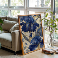 Blue Iris Flower Wall Décor | Aesthetic Botanical Décor Poster for Home Decor