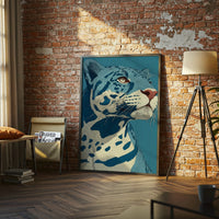 Blue Jaguar Illustration Aesthetic Animal Wall Poster Home Wall Print