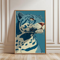 Blue Jaguar Illustration Aesthetic Animal Wall Poster Home Wall Print