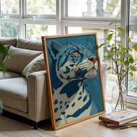 Blue Jaguar Illustration Aesthetic Animal Wall Poster Home Wall Print