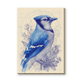 Blue Jay Botanical Traditional Wall Art – Cream Floral Line Study