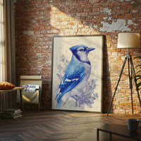 Blue Jay Illustration Aesthetic Home Art Décor Poster Print