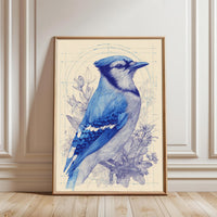 Blue Jay Illustration Aesthetic Home Art Décor Poster Print