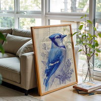 Blue Jay Illustration Aesthetic Home Art Décor Poster Print