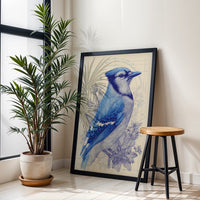 Blue Jay Illustration Aesthetic Home Art Décor Poster Print