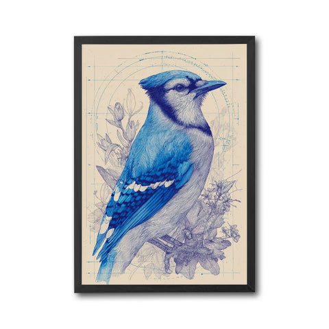 Blue Jay Illustration Aesthetic Home Art Décor Poster Print