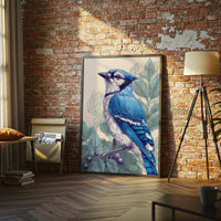 Blue Jay Heritage Wall Poster | Retro Bird Illustration Poster