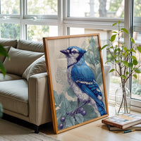 Blue Jay Heritage Wall Poster | Retro Bird Illustration Poster
