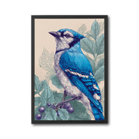 Blue Jay Heritage Wall Poster | Retro Bird Illustration Poster