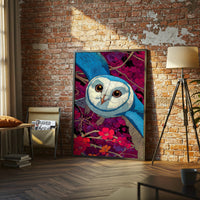 Blue Owl Illustration Aesthetic Wall Décor Poster Print