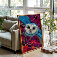 Blue Owl Illustration Aesthetic Wall Décor Poster Print