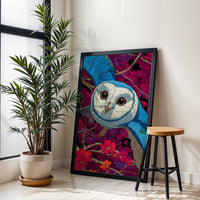 Blue Owl Illustration Aesthetic Wall Décor Poster Print
