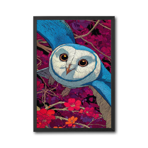 Blue Owl Illustration Aesthetic Wall Décor Poster Print