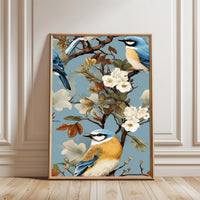 Bluebirds and Blossoms Aesthetic Wall Décor Wall Poster Print