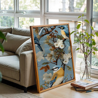 Bluebirds and Blossoms Aesthetic Wall Décor Wall Poster Print