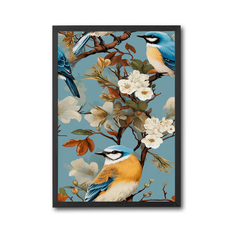 Bluebirds and Blossoms Aesthetic Wall Décor Wall Poster Print