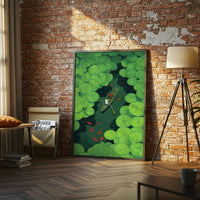 Boat in Lily Pond Aesthetic Wall Décor Print