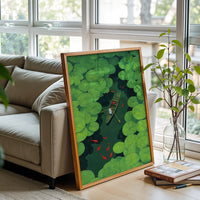 Boat in Lily Pond Aesthetic Wall Décor Print