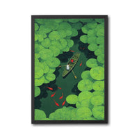 Boat in Lily Pond Aesthetic Wall Décor Print