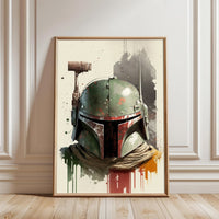 Boba Fett Star Wars Wall Décor Print – Aesthetic Sci-Fi Fan Art for Man Cave or Home Decor