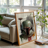 Boba Fett Star Wars Wall Décor Print – Aesthetic Sci-Fi Fan Art for Man Cave or Home Decor