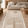 Bohemian Boho Oval Area Rug – Beige in a living room