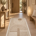 Bohemian Boho Oval Area Rug – Beige in a hallway