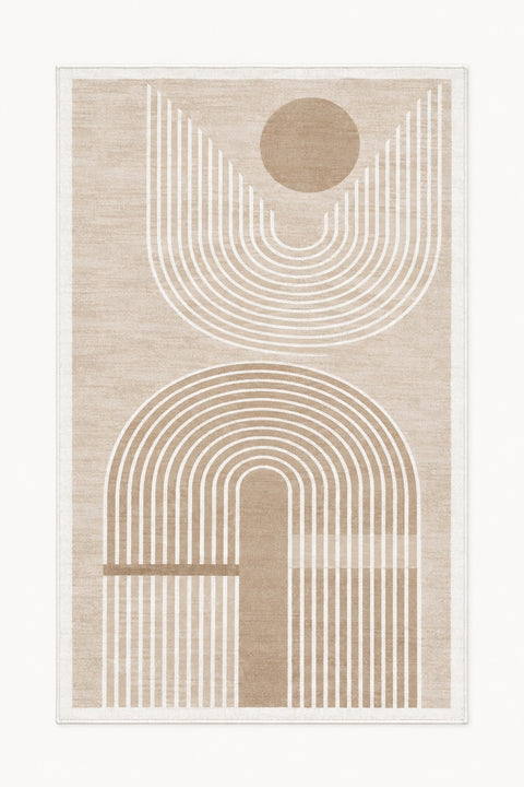 Bohemian Boho Oval Area Rug – Beige
