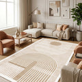 Bohemian Boho Oval Area Rug – Beige in a living room