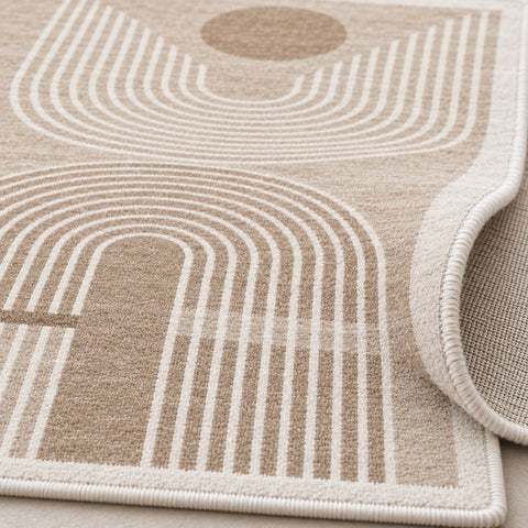 Bohemian Boho Oval Area Rug – Beige – texture close-up