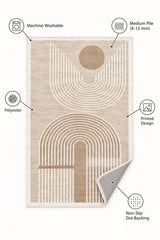 Bohemian Boho Oval Area Rug – Beige – features
