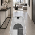 Bohemian Boho Oval Area Rug – Gray in a hallway