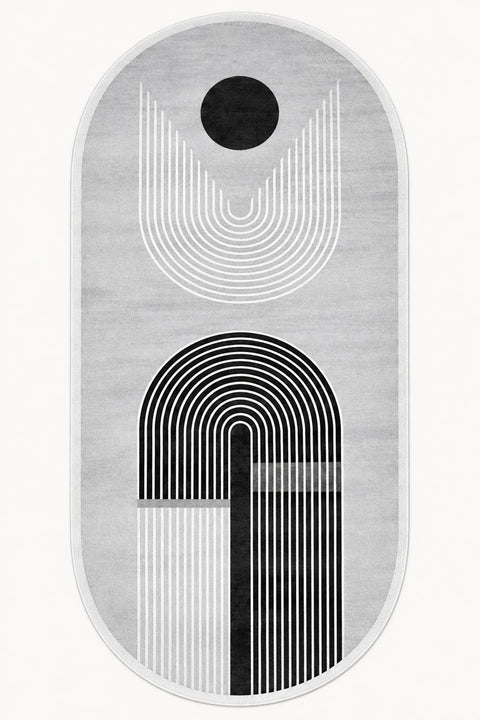 Bohemian Boho Oval Area Rug – Gray
