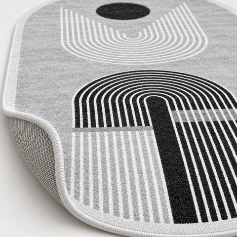 Bohemian Boho Oval Area Rug – Gray – texture close-up
