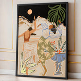 Boho Dancers Modern Abstract Wall Art – Botanical Mountain Dance Print