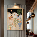 Boho Dancers Modern Abstract Wall Art – Botanical Mountain Dance Print