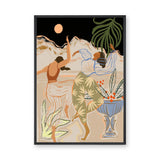 Boho Dancers Modern Abstract Wall Art – Botanical Mountain Dance Print