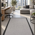 Border Modern Kitchen Rug – Ecru & Black in a office