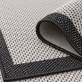 Border Modern Kitchen Rug – Ecru & Black – texture close-up
