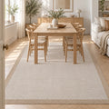 Border Modern Kitchen Rug – Ecru & Natural in a dining room