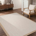 Border Modern Kitchen Rug – Ecru & Natural in a living room